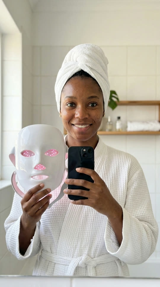 Product photo, LED mask in hand